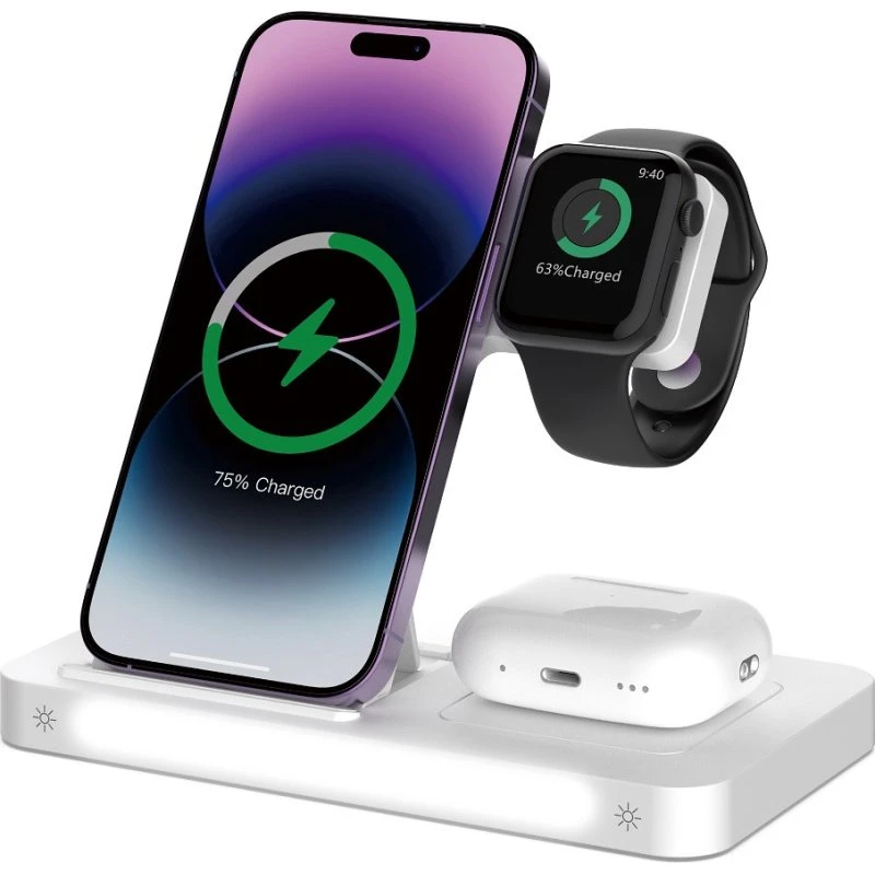 Devia PT135 2-i-1 Trådløs Oplader 15W MagSafe Hvid