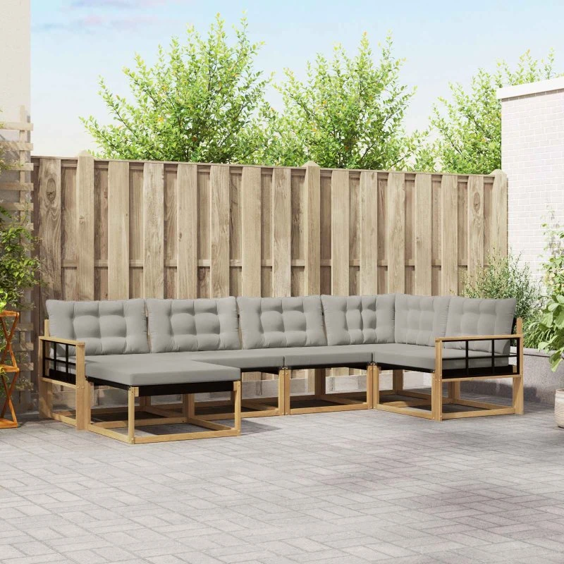 vidaXL Udendørs Sofagruppe 6-pers. Hvid/Lysegrå 327 x 168,5 x 73 cm