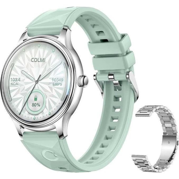 Colmi L28 Smartwatch Sølv/Grøn med Stålrem