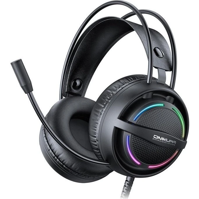 Onikuma X88 Gaming-hovedtelefoner med RGB og USB-A, sort