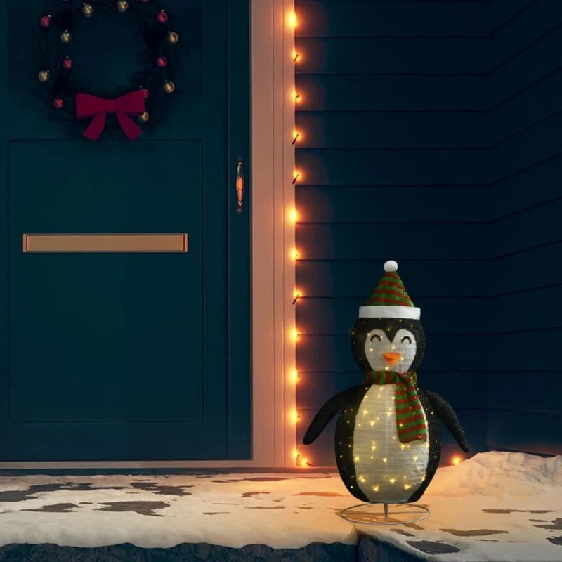 vidaXL Dekorativ Julepingvin med LED-lys 60 cm, luksuriøst stof
