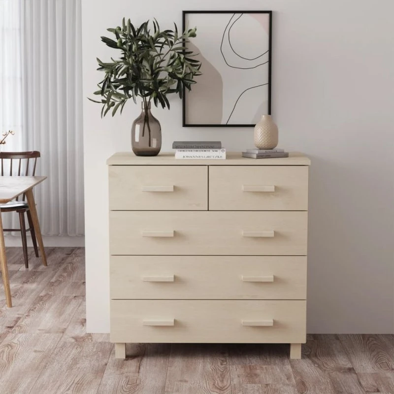 Hamar 79x40x80 cm Fyrretræ Honningbrun - Lysegrå Skænk