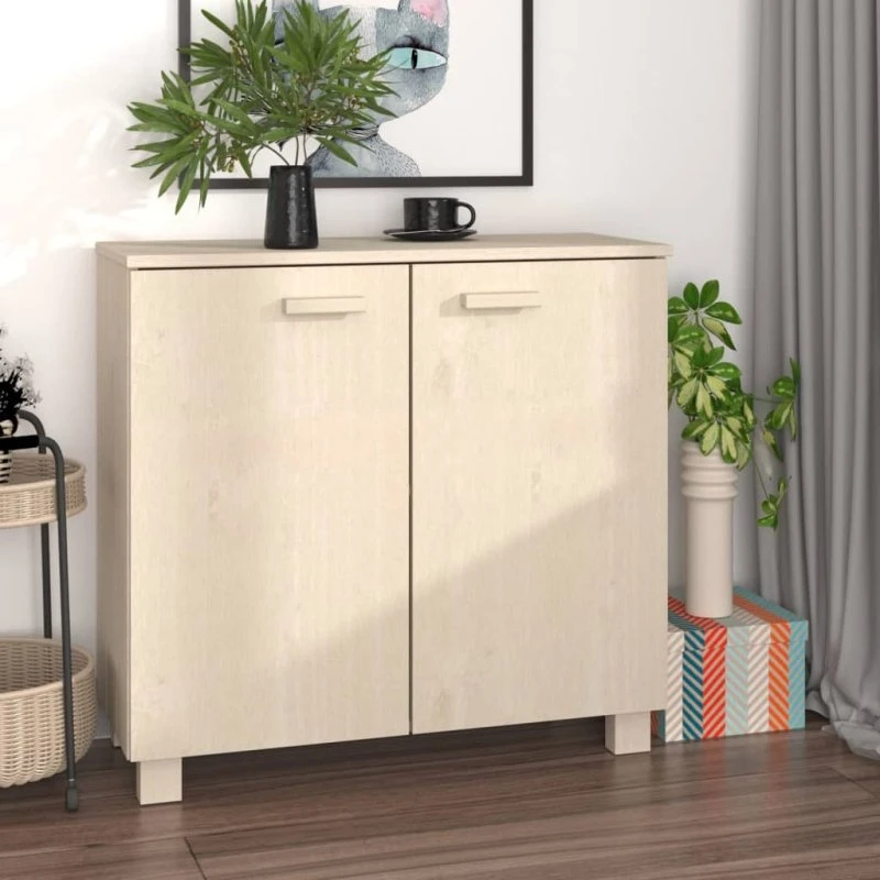 vidaXL Skænk HAMAR 85x35x80 cm, massivt fyrretræ, honningbrun