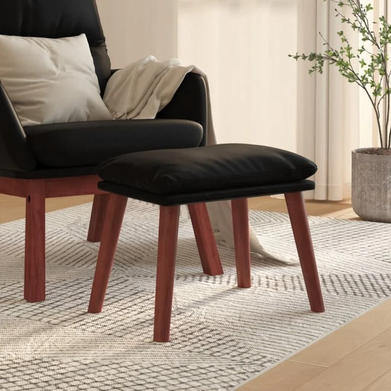 vidaXL Fodskammel i Kunstlæder, Sort, 45x29,5x35 cm