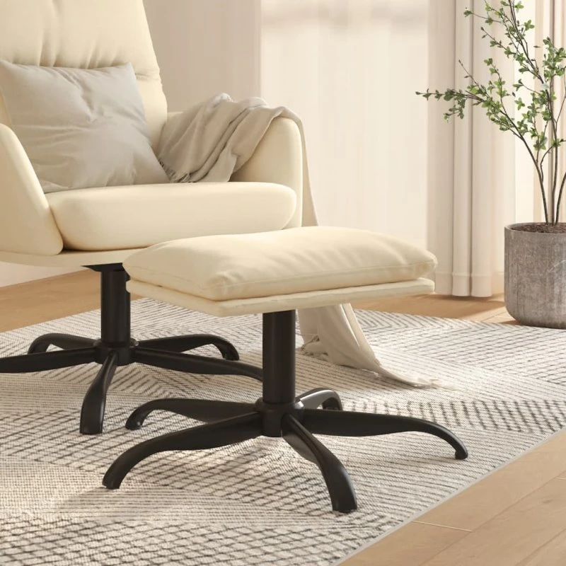 vidaXL fodskammel 60x60x36 cm cremefarvet stof