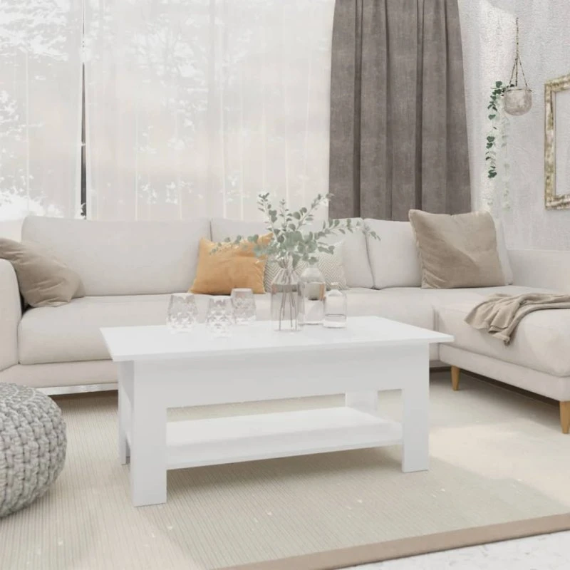 vidaXL hvid sofabord 102x55x42 cm med hylde