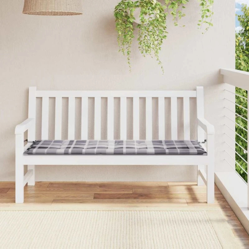 vidaXL Hynde til Havebænk 150x50x3 cm, Oxfordstof, Ternet Grå