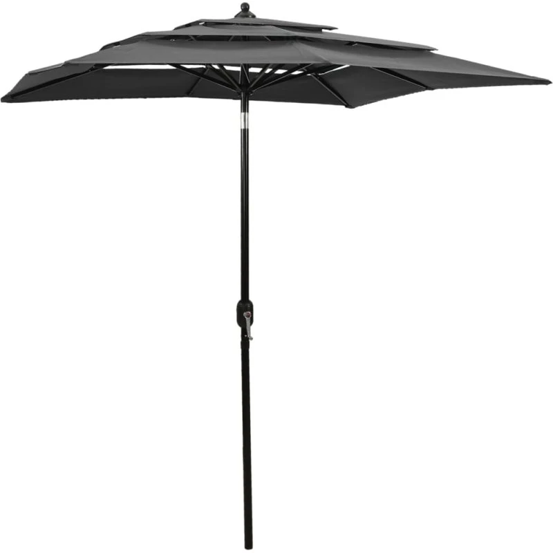 vidaXL 2x2 m parasol med aluminiumsstang, 3 niveauer, antracitgrå