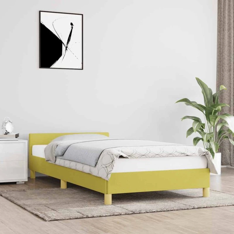 vidaXL Sengeramme Grøn 100x200 cm med Gavl og Lameller
