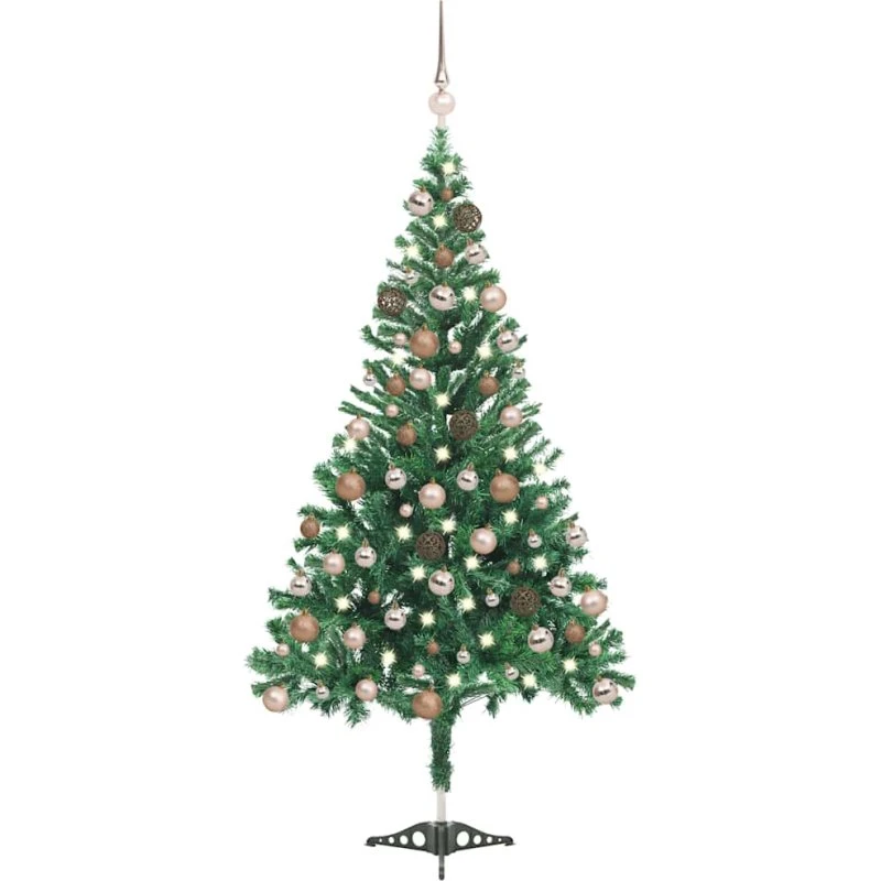 vidaXL Kunstigt Juletræ 180 cm med LED-lys og kugler