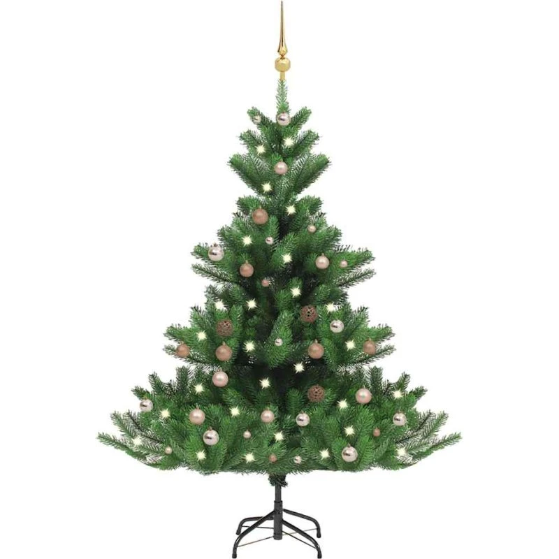 vidaXL Kunstigt Juletræ Nordmannsgran 150 cm med LED og Kugler Grøn