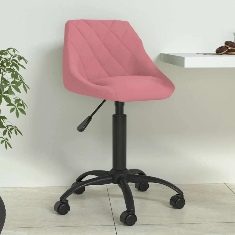 vidaXL spisebordsstol velour lyserød højdejusterbar