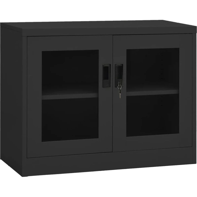 vidaXL Kontorskab 90x40x70 cm Stål Antracitgrå med Glaslåger