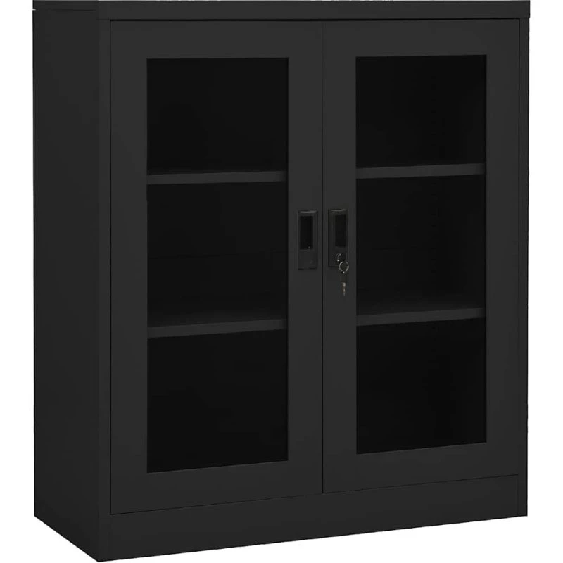 vidaXL Kontorskab 90x40x105 cm Stål Antracitgrå med Glaslåger