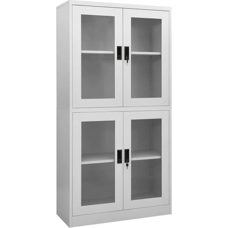 vidaXL kontorskab 90x40x180 cm stål og hærdet glas lysegrå