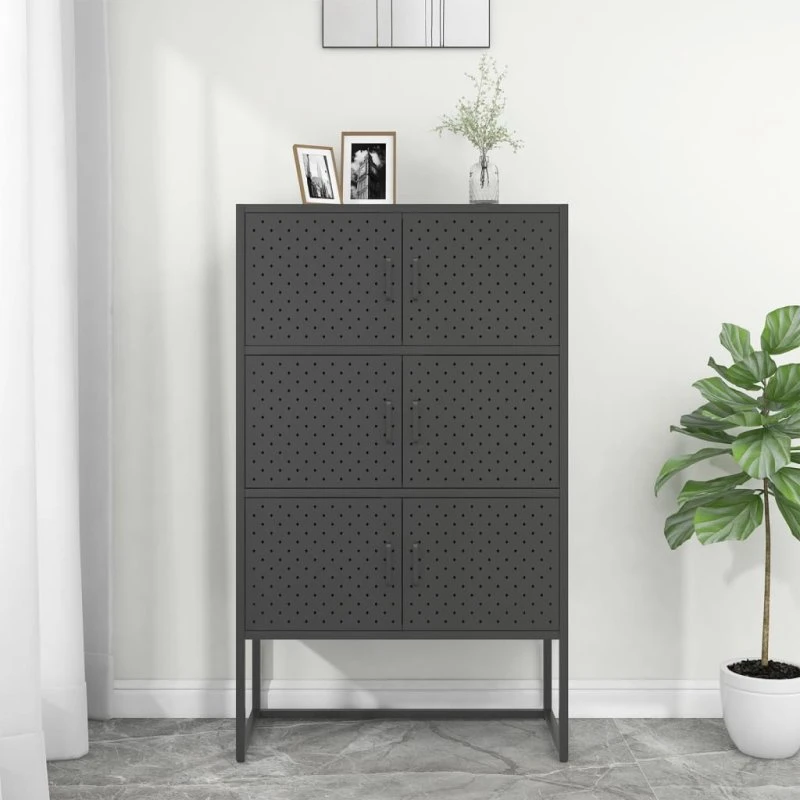 vidaXL højskab 80x35x135 cm antracitgrå stål