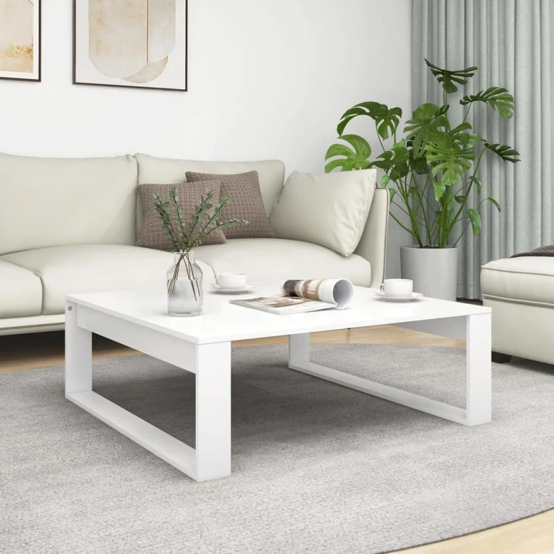 vidaXL sofabord 100x100x35 cm hvid konstrueret træ