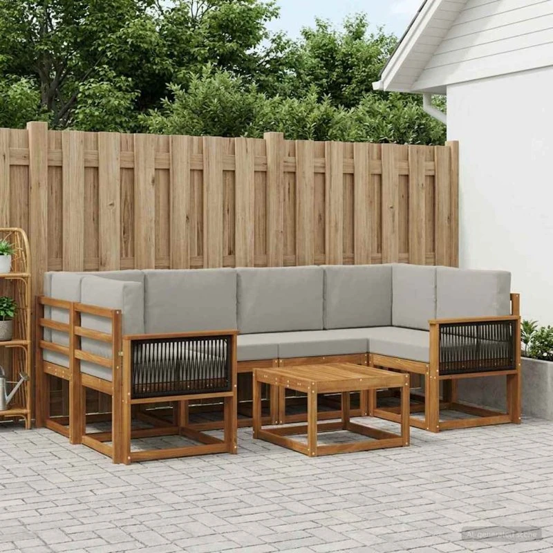 vidaXL Udendørs Sofagruppe 5 pcs Naturfarvet/Lysegrå
