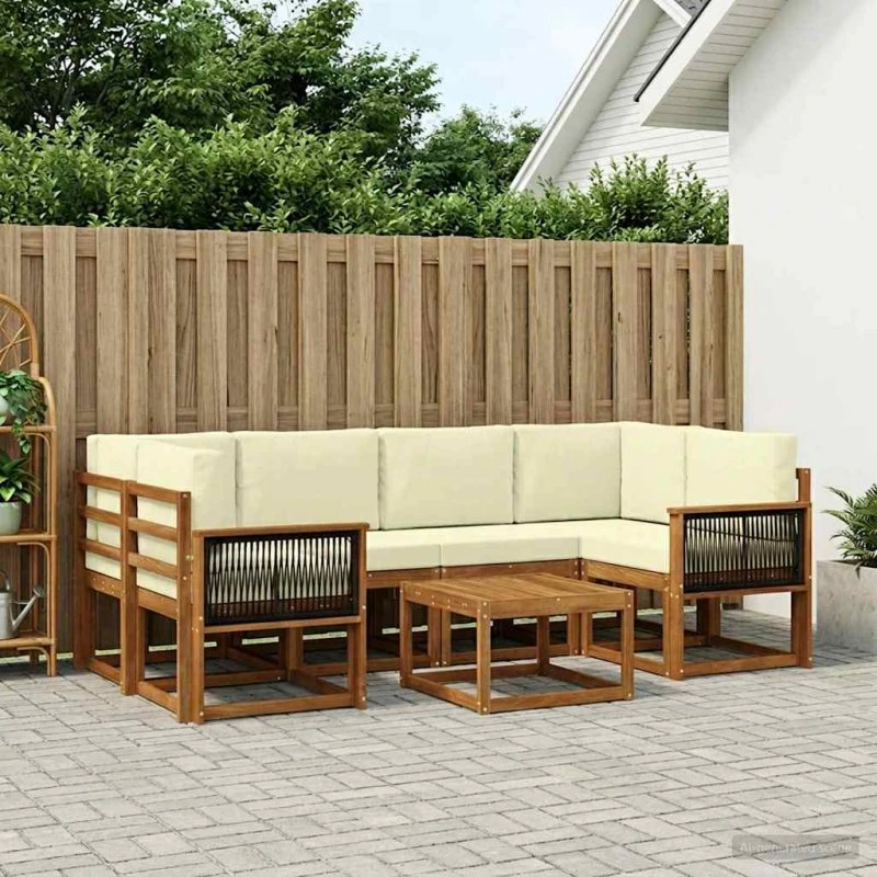 vidaXL Udendørs Sofagruppe 5 pcs Naturlig/Fløde