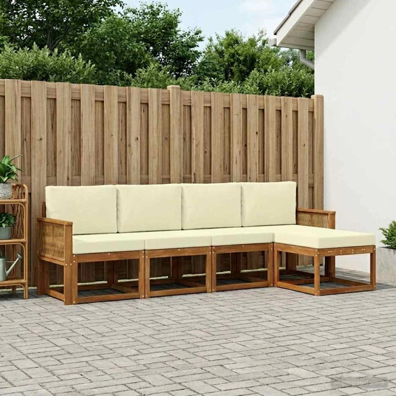 vidaXL Udendørs Sofagruppe 5-pc Naturlig/Fløde Akacietræ