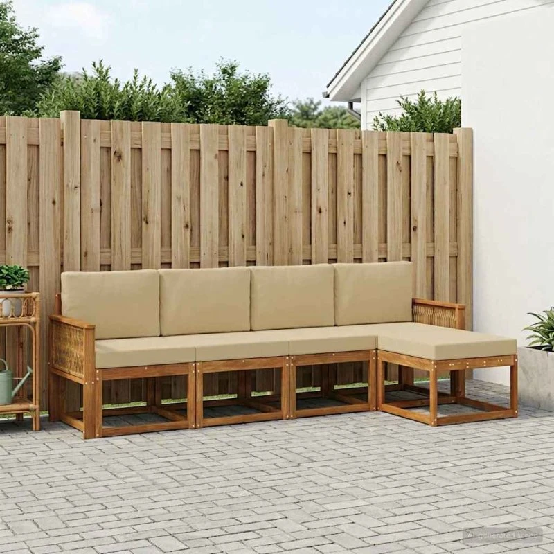 vidaXL Udendørs Sofagruppe 5-pers. Naturlig/Beige Akacietræ