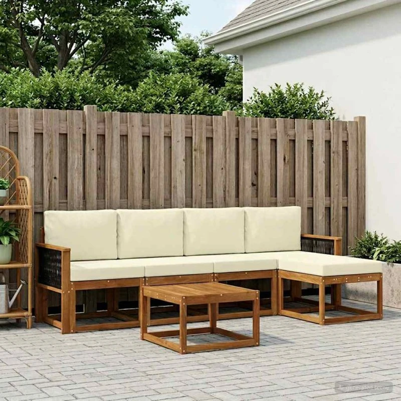 vidaXL Udendørs Sofagruppe 6 pc Naturlig/Fløde Akacietræ