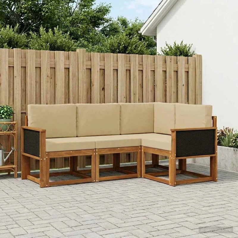 vidaXL Udendørs Sofagruppe 4-Personer Naturlig/Beige Akacietræ