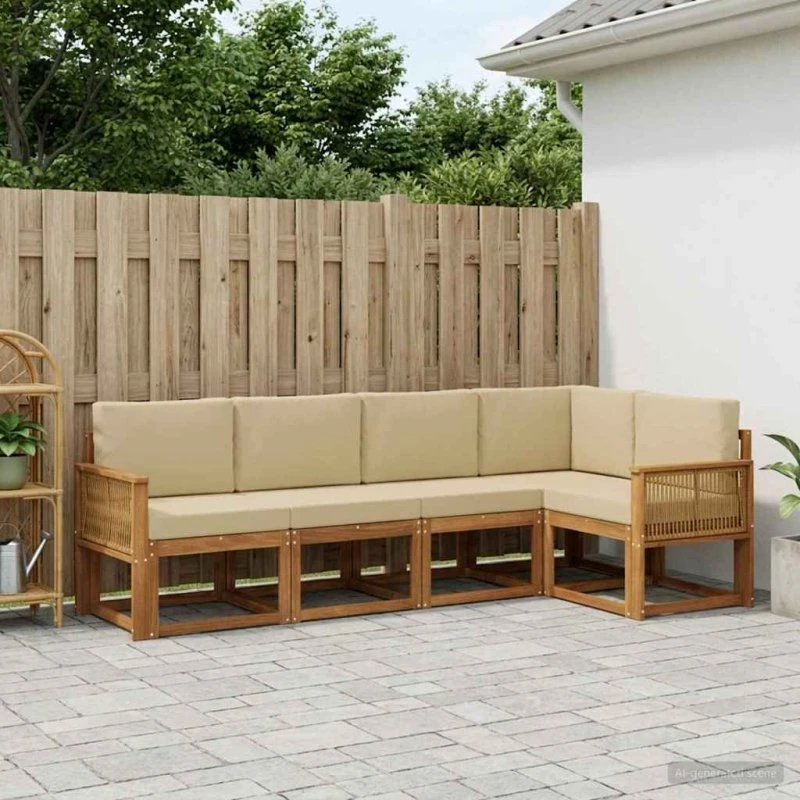 vidaXL Udendørs Sofagruppe 5-pers. Naturlig/Beige Akacietræ