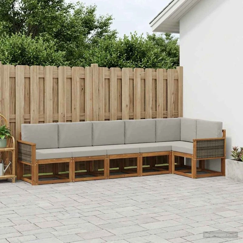 vidaXL Udendørs Sofagruppe 6 pcs Akacietræ Natur/Lysegrå