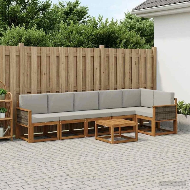 vidaXL Udendørs Sofagruppe 7 pc Natur/Lysegrå Akacietræ