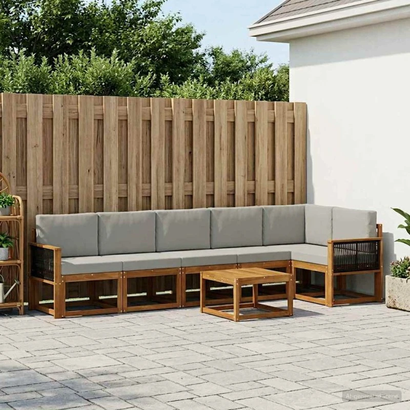 vidaXL Udendørs Sofagruppe 7 pcs Natur/lysegrå Akacietræ