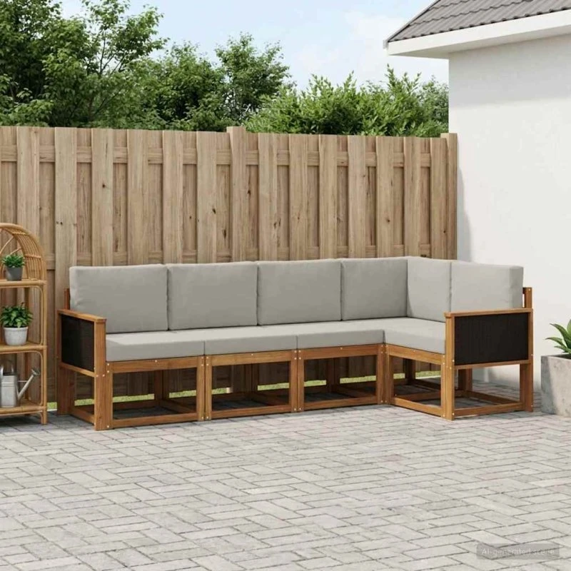 vidaXL Udendørs Sofagruppe 7 pc Natur/Lysegrå Akacietræ