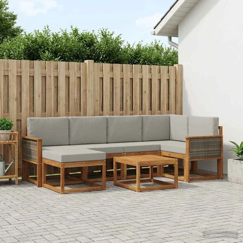 vidaXL Udendørs Sofagruppe 7 pc Natur/Lysegrå
