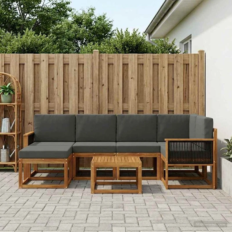 vidaXL Udendørs Sofagruppe 7 pcs Naturlig/Antracit
