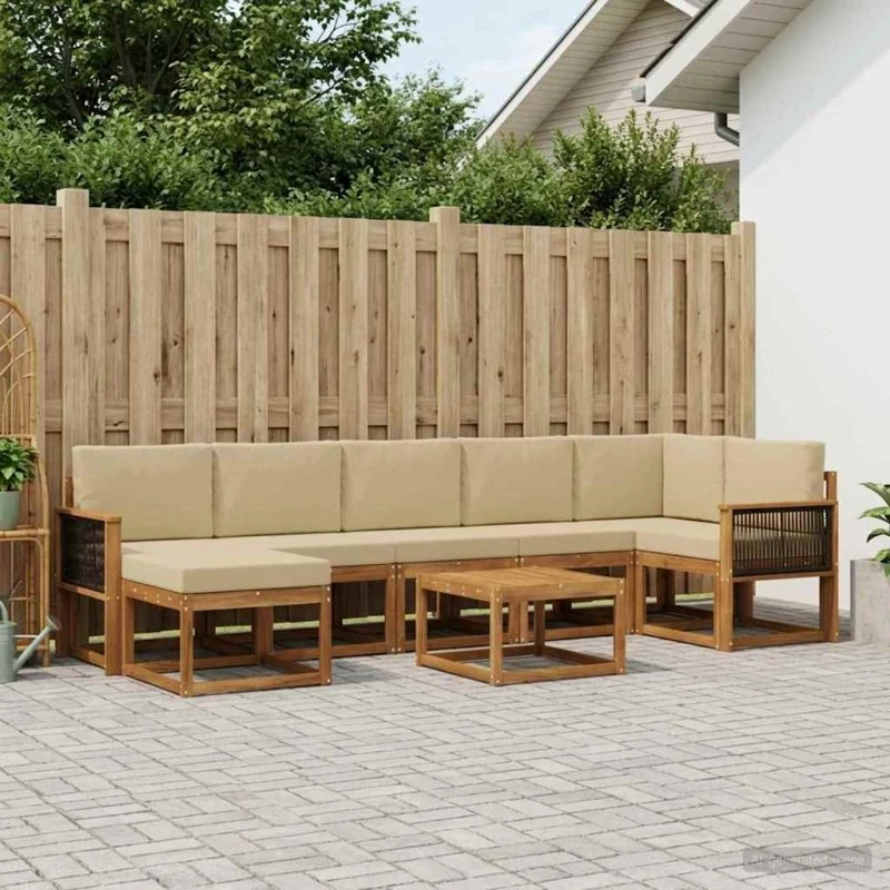 vidaXL Udendørs Sofagruppe 8 dele Akacietræ Naturlig/Beige