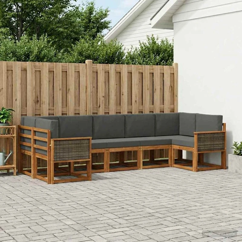 vidaXL Udendørs Sofagruppe 7 pc Akacietræ Naturlig/Antracit