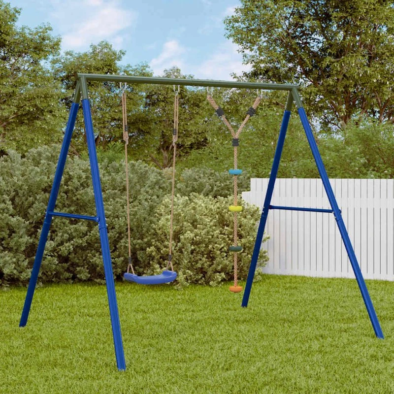 vidaXL Gyngestativ med Gynge og Rebgynge, Metal, 206 × 185 × 185 cm