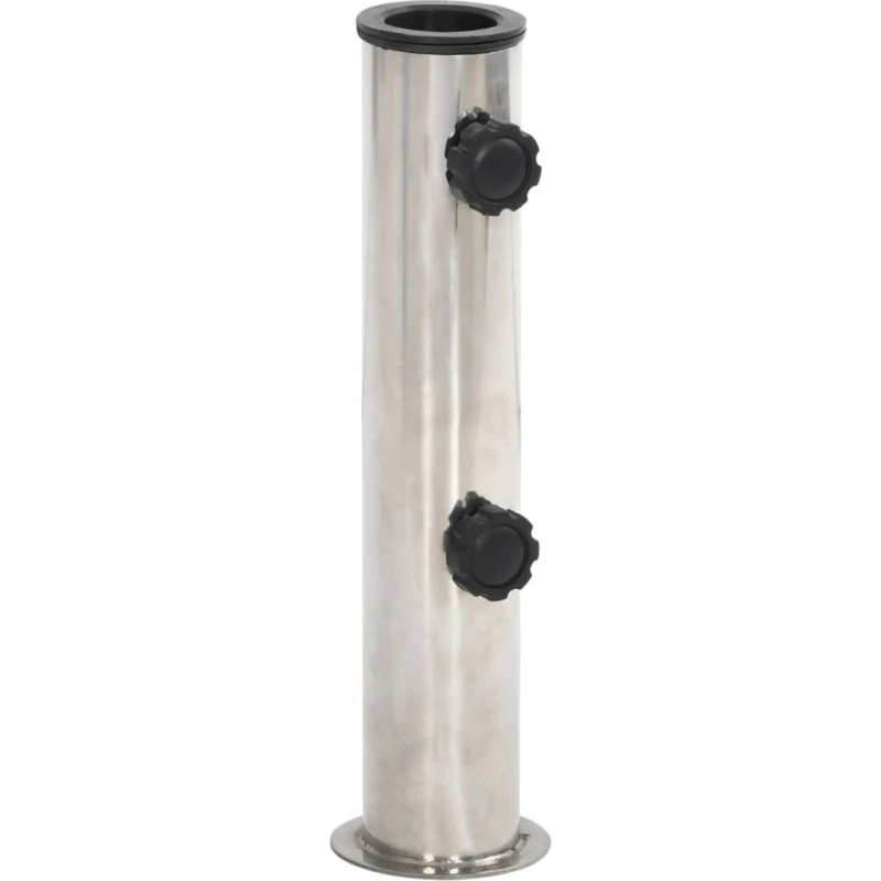 vidaXL Parasolholder til fod, rustfrit stål, sølv, Ø38/48 mm