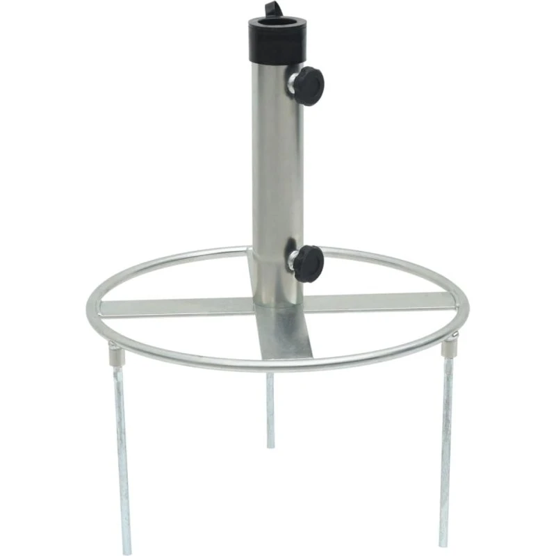 Sølvfarvet Parasolholder med Jordspyd, Ø38/48 mm Stål
