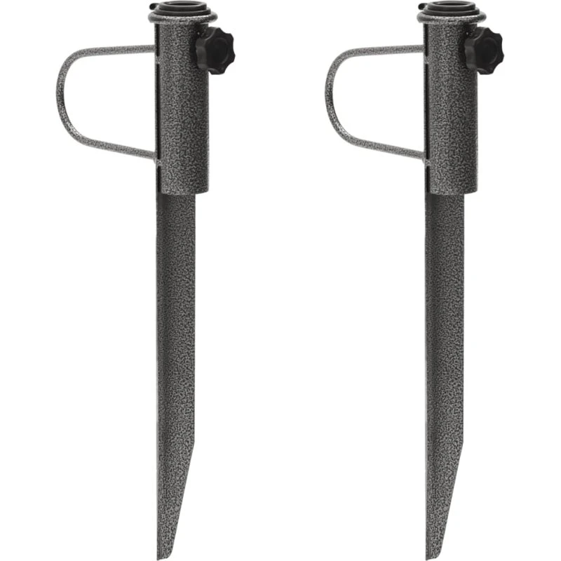 vidaXL 2 stk. parasolholder med jordspyd, galvaniseret stål, 19x42 cm