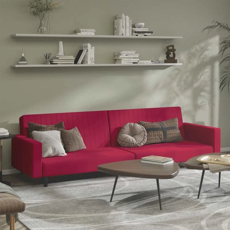 vidaXL 2-personers sovesofa fløjl vinrød