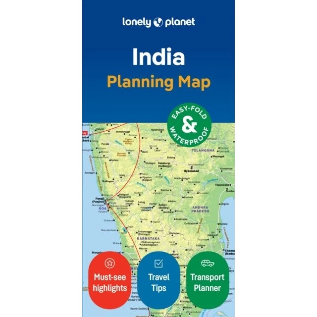 Lonely Planet India Planning Map – vandtæt rejsekort med slipcase