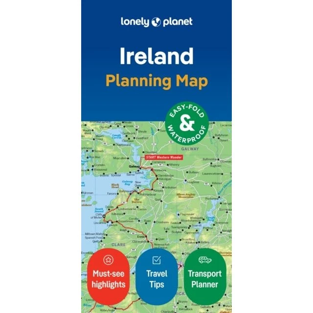 Lonely Planet Ireland Planning Map - Vandtæt, foldbar rejsekort