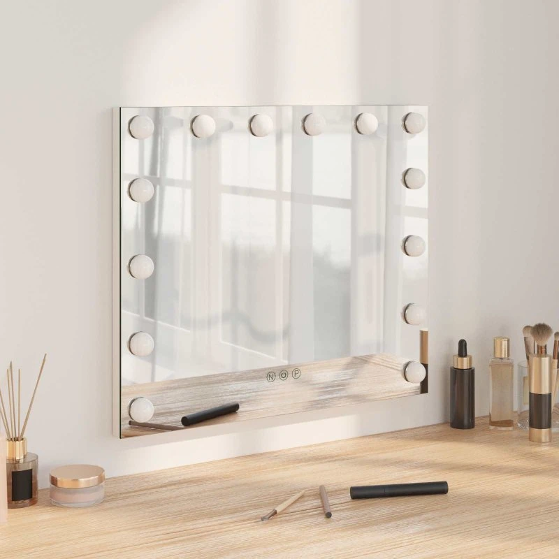 vidaXL LED Makeup Spejl Hvid 50 x 10 x 44 cm