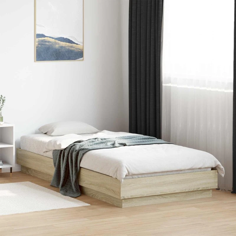 vidaXL Senge ramme med LED Sonoma-eg 80x200 cm Konstrueret træ