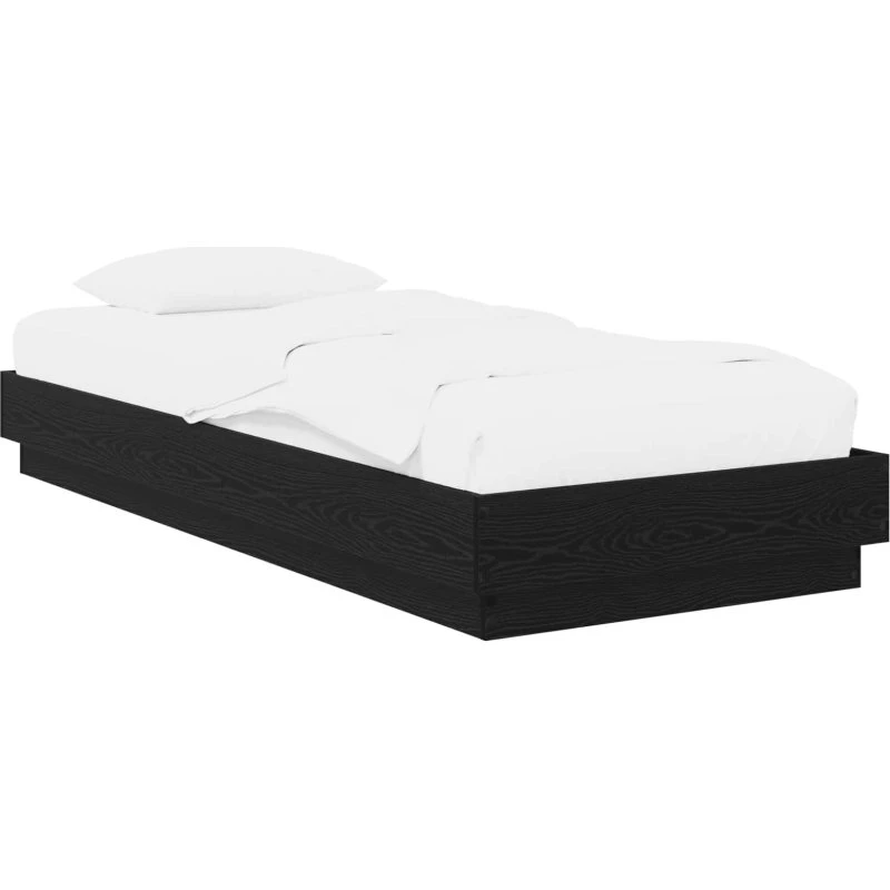vidaXL Gulvsengestel Sort Eg 80x200 cm Konstrueret Træ