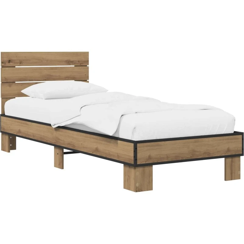 vidaXL Sengestel med hovedgærde Artisan eg 80 x 200 cm