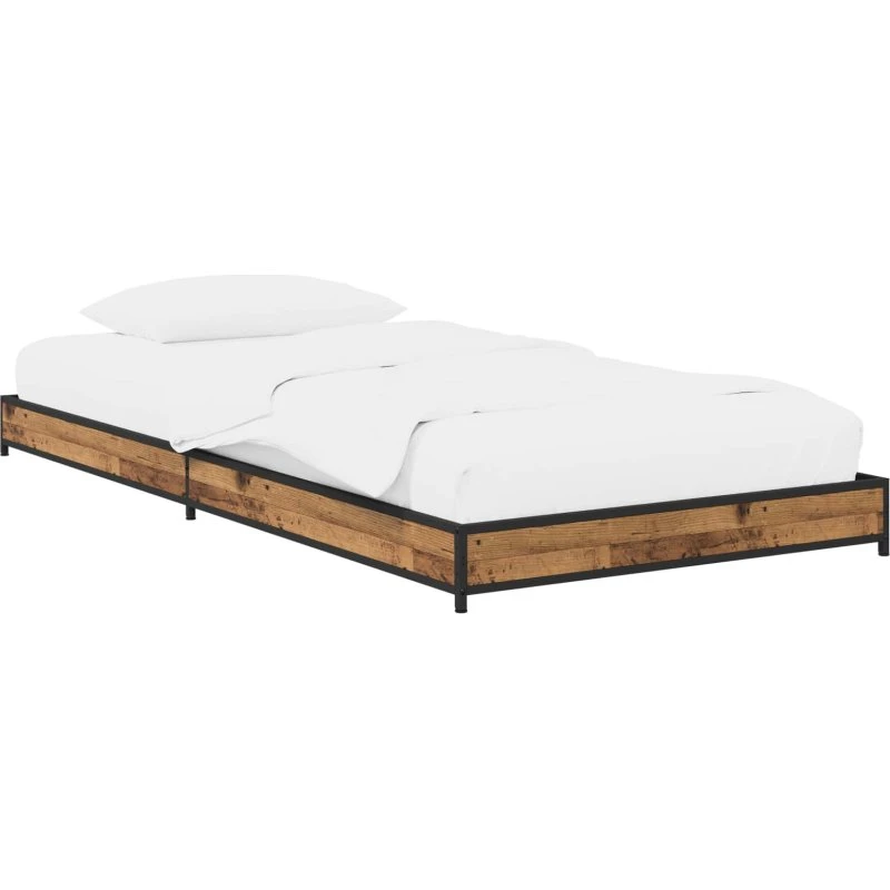 vidaXL Sengestel Gammelt Træ 80 x 200 cm Konstrueret Træ med Stålben