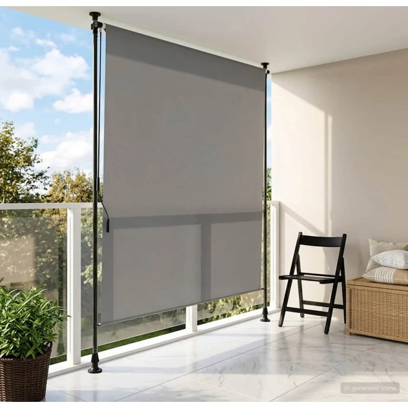 vidaXL Udendørs Rullegardin Lysegrå 150 x 270 cm