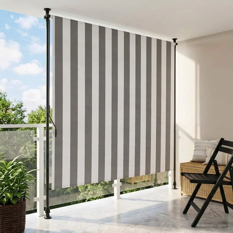 vidaXL Udendørs Rullegardin 120 x 270 cm Anthracit/Hvid